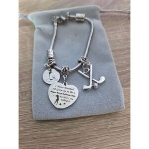 Golf Charm Bracelet Heart Pendant Super Sexy Golfer Lady Jewelry Gift